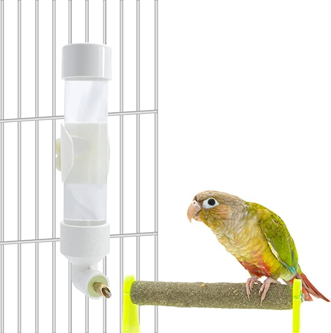 Qcwwy Bebedero para Pájaros, Loro Dispositivo Automático para Beber Agua Dispositivo Automático para Beber Alimentador de Agua para Periquito Cacatúa Conure Agapornis Guacamayo Gris (Blanco)