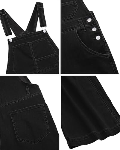 Vetinee Jumpsuit Schwarz Overall Herbst Schwarz Größe L passt für EU 42-44