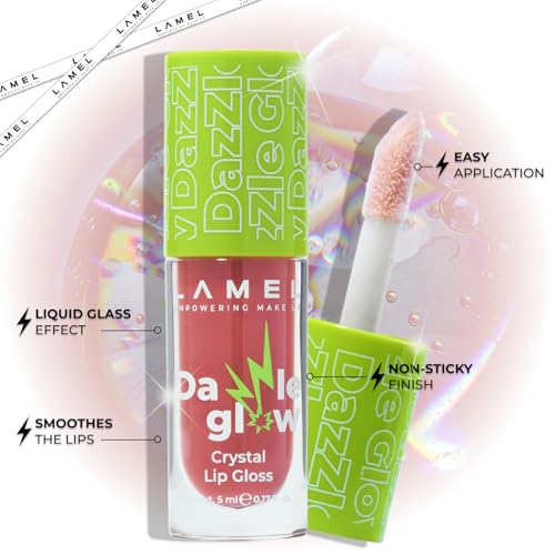 Image of LAMEL Crystal Lip Gloss Dazzle Glow | High-Shine Glossy Finish | Non-Sticky, Moisturizing Lip Gloss for Soft, Juicy Lips | Glass-Like Shine 5ml