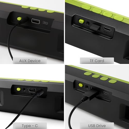 Image of OOGE Vibebox 7000 Bluetooth Speaker, 15W Portable Wireless Speaker with TWS Connection, Type-C Charging, AUX Input, FM Radio, USB & TF Card Support, 8H Playtime (Movie,Music Modes) (Green)