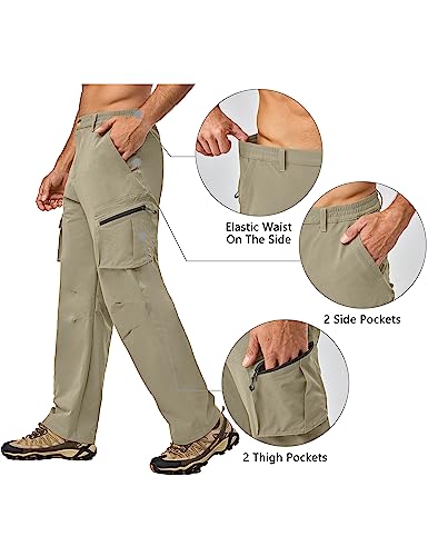 Little Donkey Andy Men's Stretch Cargo Pants, Quick Dry Lightweight Hiking Pants Khaki L #TOP3