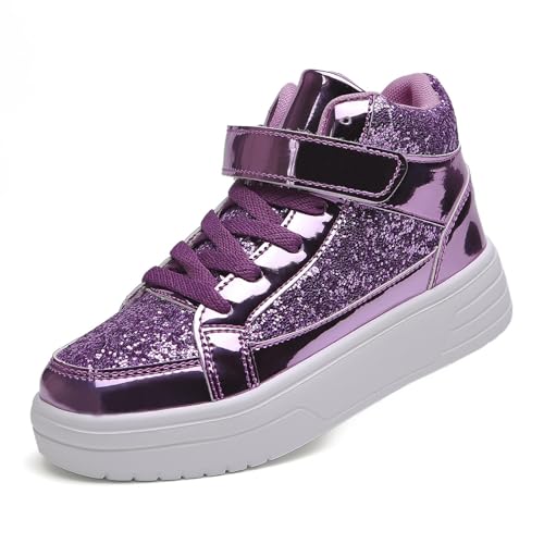 Nihaoya Unisex Kids High Top Sneakers Fashion Glitter Girls Running Shoes Casual Athletic Party Toddler Boys Tennis Shoes