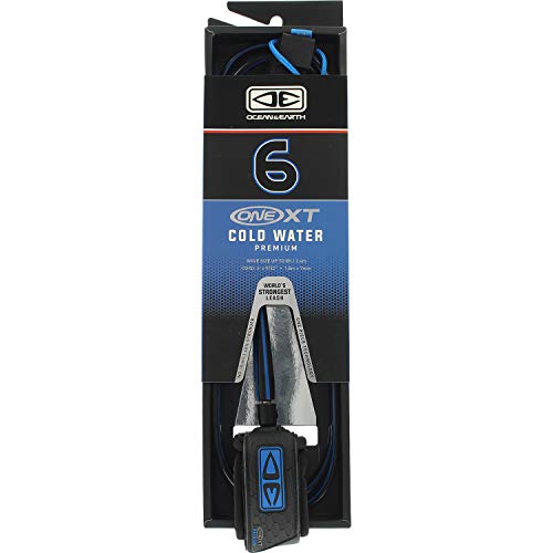 Ocean & Earth One XT Cold Water Comp Black/Blue Surfboard Leash - 6'