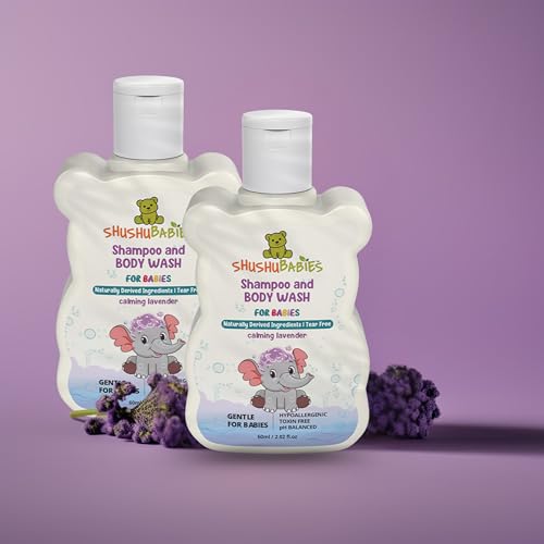 Image of ShuShu Babies Natural Calming Lavender Baby Wash & Shampoo-120ml | Baby Head to Toe Wash | Suitable for Newborn Sensitive Skin | Gentle, Tear-Free, Mild & Hypoallergenic Formula