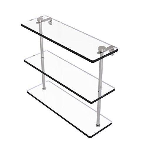 Up To 40% OFF Allied Brass NS-5/16 16 Inch Triple Tiered Glass Shelf, Satin Nickel