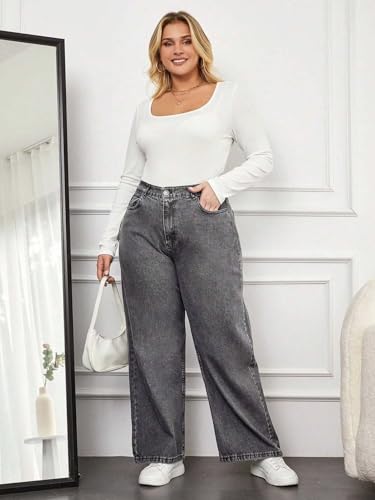 Image of KOTTY Women's Plus Size Straight Fit Denim Jeans with Comfortable Waist and Denim Fabric