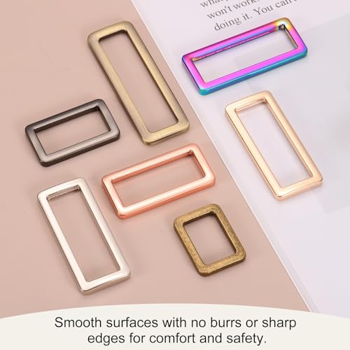 Hebilla rectangular plana de metal uxcell para cinturón de cincha y bolsos 4