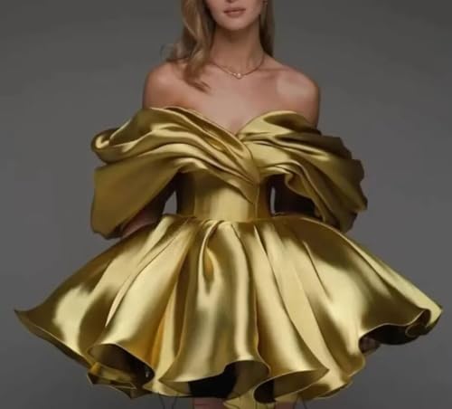 Teens A-line Ruffles Satin Short Party Dress Off Shoulder Short Homecoming Cocktails Dress for Women2