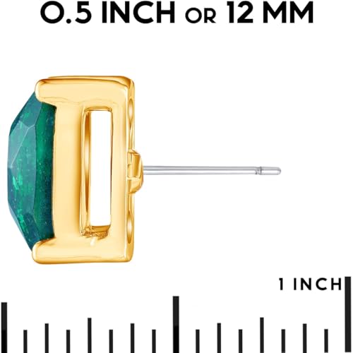 Large Square Stud Earrings for Women - Big Sparkly Rhinestone Stud Earrings, Hypoallergenic and Safe for Sensitive Ears4