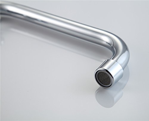 Siderit Modern Swivel Wall Mounted Brass Cold Water Tap Kitchen Sink Faucet, Chrome Finish #TOP4