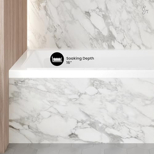 Image of Swiss Madison Voltaire 54 inch x 30 inch Acrylic Glossy White, Alcove, Integral Right-Hand Drain, Bathtub