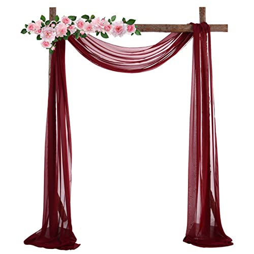 ZOYIEP Cortina transversal, arco de boda, decoración de manos libres, voile, cortina para boda, salón, ventana, decoración (rojo vino, 70 x 550 cm)