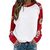 Generisch Women T Shirt Long Sleeve O Neck Printed Sweatshirt Blouse for Daily Home Outdoor Workout Summer Stuff Teen Girls, red, S