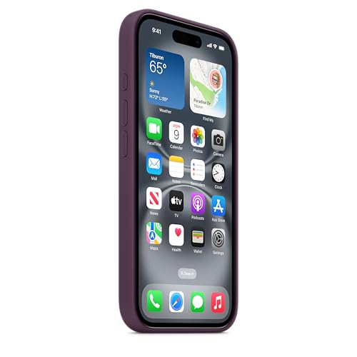 Image of Apple iPhone 16 Silicone Case with MagSafe and Camera Control: Lightweight Phone Case, Wireless Charging Compatible, Smooth Matte Finish; Plum
