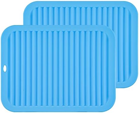 Silicone Table Mats Hot Pad Mats Pot Holder, Multi-Purpose Drying Trivet Mat Set of 2) Non Slip, Flexible, Durable, Heat Resistant Hot Pads Color:Black