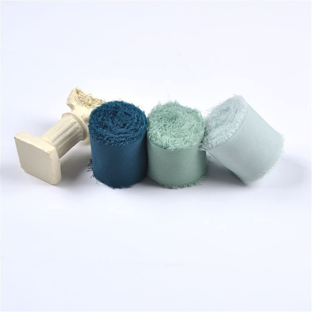 3 rollen 2 x7yd franje chiffon lint voor bloemboeket, handgemaakte 3 rollen 2 x7yd franje chiffon lint voor bloemboeket, handgemaakte
