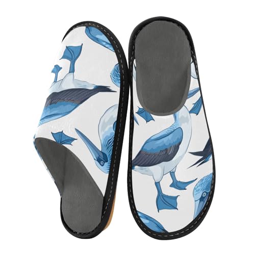 Slippers for Women Blue Footed Booby Bird Cute Soft Fuzzy Women's Slippers Indoor and Outdoor Shoes