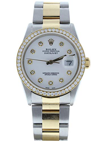 Rolex Men's Datejust Model 16233 Steel & 18k Gold Oyster Band Custom White Diamond Dial & Diamond Bezel (Certified Preowned)