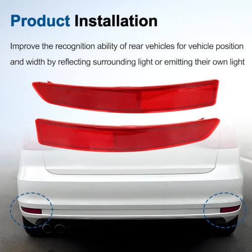 Image of 2 Rear Bumper Reflector Left & Right Side Set 5C6945105B Fit for VW Jetta 2015-2018 Replace # VW1184104 5C6945106B VW1185104