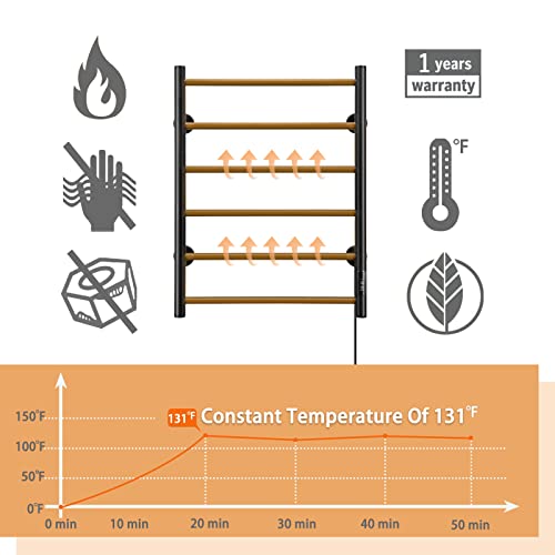 Towel Warmer 6 Bars Wall Mounted Heated Towel Racks For Bathroom Plug-In/Hardwired, Stainless Steel Hot Towel Rack With Timer Matte Black…… #TOP3