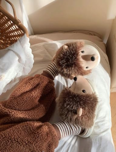 Cute Hedgehog Slippers for Woman Wild Animal Fuzzy Plush Funny Slipper Cozy Soft Winter Warm House Shoes for Indoor/Outdoor4