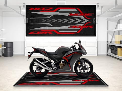 wibeart Alfombrilla de estacionamiento MPM para Motocicleta CBR300R, Lavable, Antideslizante, Resistente al Agua y al Aceite, para garaj | Gris Mate Metalizado - Talla 2: 102 x 47/260 x 120 cm