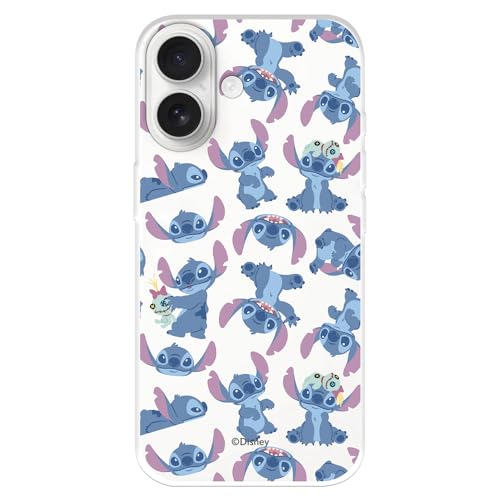 Coque compatible avec iPhone 17 officielle Disney Faces Stitch pour protéger votre téléphone portable Coque en silicone transparente souple sous licence officielle Lilo & Stitch