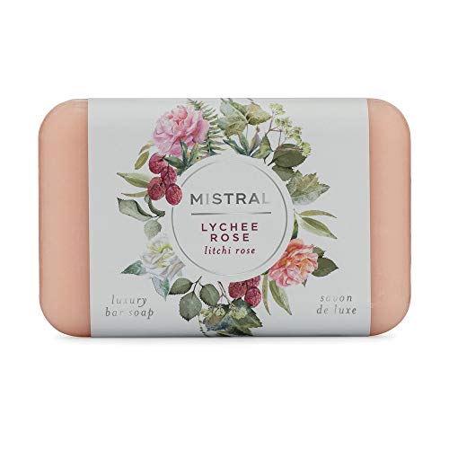 Mistral Triple Milled Bar Soap Organic Olive Oil and Shea Butter - Lychee Rose - Made in France, 7 Ounces