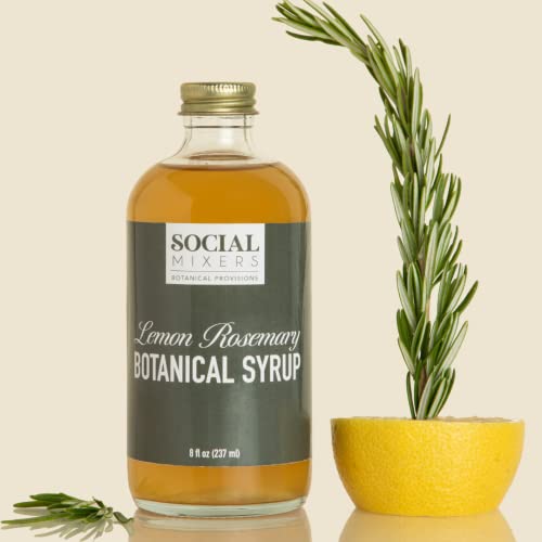 Social Mixers Lemon Rosemary Simple Syrup | Perfect For Cocktails, Mocktails, Tea, Natural Sodas | All Natural | Non-Gmo | 8 Oz #TOP2