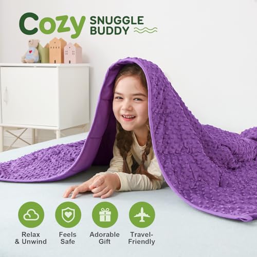 Image of Sivio Weighted Blanket 5lbs, 36 x 48inches, Soft and Cozy Cooling Heavy Blanket for All-Season, Calm Sleeping and Nap, Suit for Car, School and Home, Machine Washable, Purple