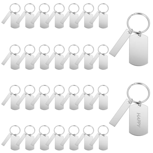 OLYCRAFT 30 llaveros de metal en bruto grabables de 40 ~ 43 mm de acero inoxidable placas vacías para perros llaveros de metal en bruto de acero inoxidable placas redondas DIY