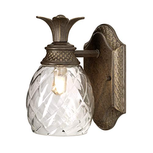 Image of IP44 - Wall Light - Sconce - Pineapple Shaped Clear Optic Glass - Elaborate - Pearl Bronze - LED G9 3.5W Bulb