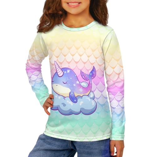 Girls Tee Shirts Size 3-16 Long Sleeve Blouse Trendy Tops for Girls Cute Crew Neck Shirt Athletic Top for Kids3