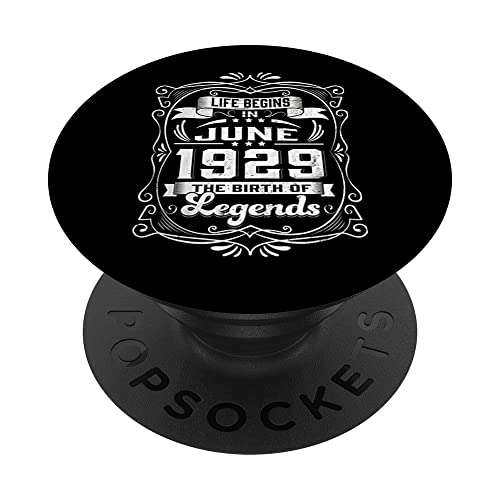 La vida vintage comienza en junio de 1929 regalo de 93 cumpleaños PopSockets PopGrip Intercambiable