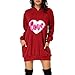 Produktbild Kobay-Damen Valentinstag Frühling Herbst Lange Lässig Mode Valentinstag Briefdruck Kapuze Taschen Sweatshirt Kleid