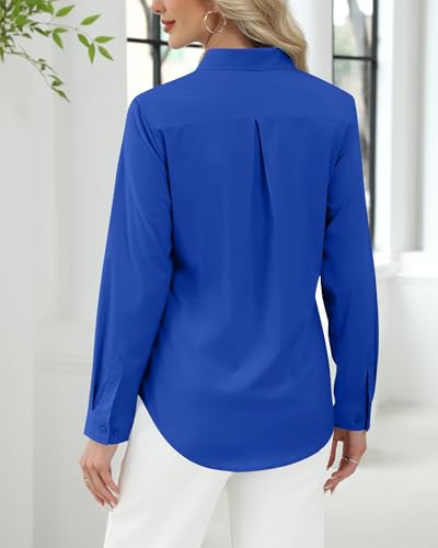 Image of J.VER Button Down Shirts for Women Stretch Collared Long Sleeve Dress Shirt | Business Casual, for Work Office, Meetings, Dinner, Dates, Travel, Leisure, Elegant, Workout, Social Gathering, Commute