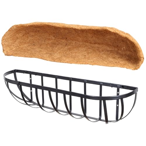 Macetero con barandilla, macetero colgante de 16.0 in con forro de plegable, jardineras de flores montadas en la pared para terraza, balcón, valla y alféizar de ventana, caja de barandilla, riel