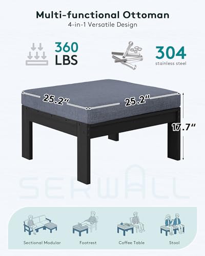 Image of SERWALL HDPE Outdoor Ottoman with Cushions