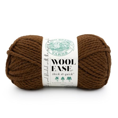Image of Lion Brand Yarn, Wool-Ease Thick & Quick Yarn, Gingerbread, Brown, 1 Pack | Super Bulky Wool Acrylic Blend Fiber for Soft Hats, Sweaters, Chunky Blankets, Yarn for Crochet, Knitting, Crafts, Weaving