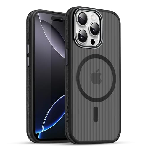Image of KARWAN Polycarbonate Beam Magnetic Protective Cover Compatible with iPhone 14 Pro Camera & Body Protection|Anti Shock,Scratch Resistant|Precise Cutouts Modern Design|Wireless Charging (Black)