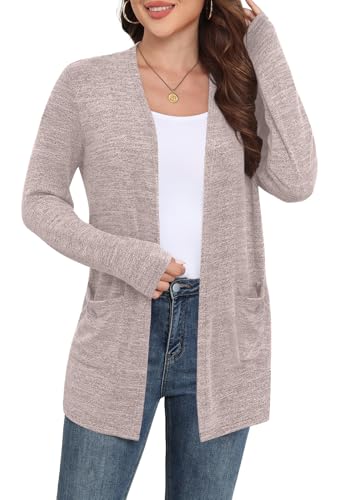 Image of Yincro Womens Lightweight Cardigan Long Sleeve Open Front Casual Sweater Cardigans with Pockets
