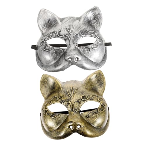 VALICLUD 2pcs Masquerade Mask for Women Cute Half Face Animal Mask for Cosplay Halloween Party Accessories Strap Sparkling Design for Festivals and Events
