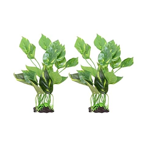 CNZ® 10" Aquarium Fish Tank Green Lifelike Underwater Plastic Plant, 2-Pack Cover