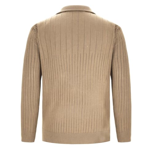 Men's Quarter Zip Knitted Sweaters Slim Fit Long Sleeve Pullover Sweater Textured Mock Neck Outdoor Running Sweaters 6