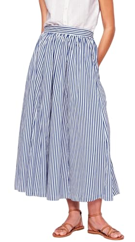 CHARTOU Women Casual Stripe Skirt Back Elastic Waist Long Flowy A Line Skirt with Pockets