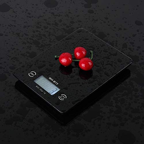 Balance de cuisine électronique en verre trempé avec rétroéclairage LCD 5 kg/1 g