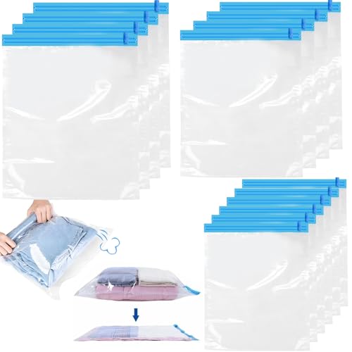 Sebudion 14 Stück vakuumbeutel für kleidung,Vakuumierbeutel zum Rollen,vacuum bags for clothing,Vakuum Kleiderbeutel für Reise und Lagerung(3Größen,35x50/40x50/40x60cm)