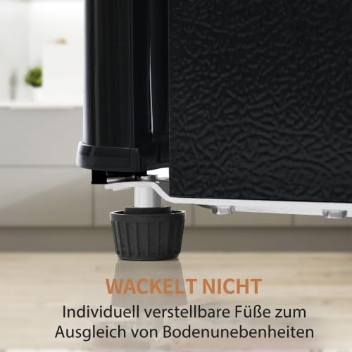 Réfrigérateur Rétro 92L, Frigo Congélateur 2 Portes, Petit Frigo Vintage pour Chambre Bureau Salon, Réfrigérateur Combiné avec Clayettes en Verre, 105,5 x 41 x 45,5 cm, Noir