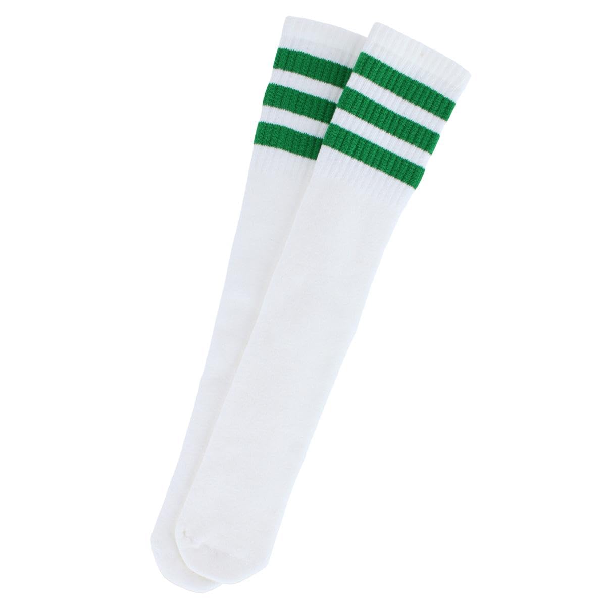 Jefferies Socks Kid's Striped Knee-High Tube Socks (1 Pair), Medium (Shoe Sizes 12-6), Green