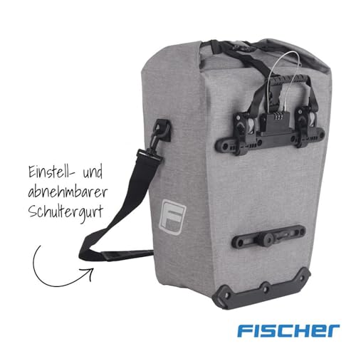 FISCHER Gepäckträgertasche Plus Cita, Fahrradtasche, wasserdicht, schwarz, Volumen 30 Liter